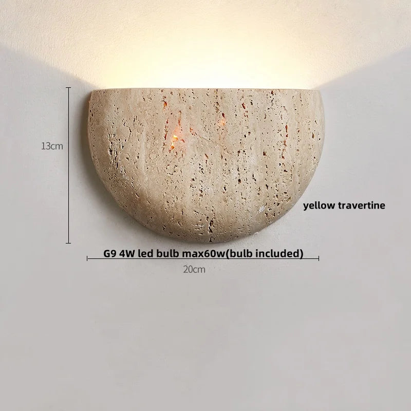 DecorBites™ Double LED Wall Lamp Sconce Yellow Cave Stone Iron Canopy Mirror Light