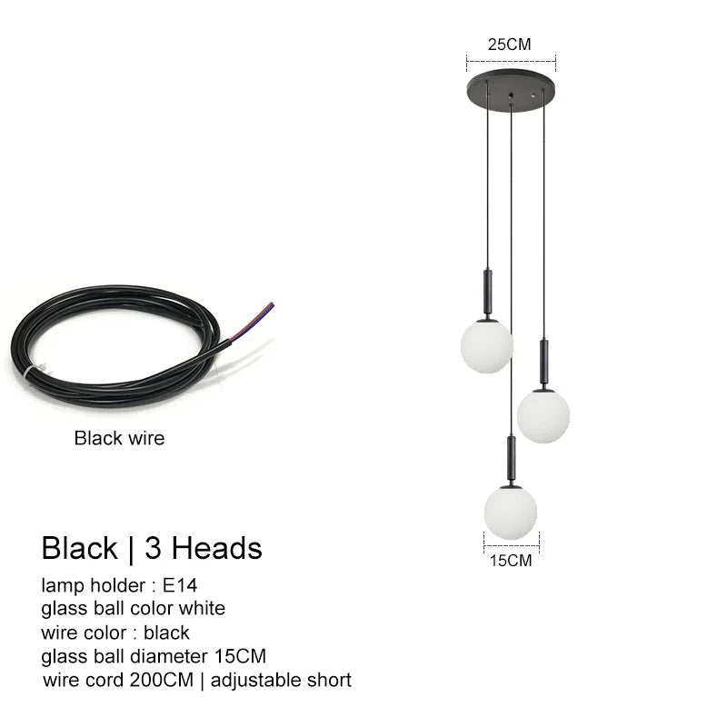 DecorBites™ LED Glass Ball Chandelier: Stylish Lighting for Home, Hotel, and Indoor Spaces