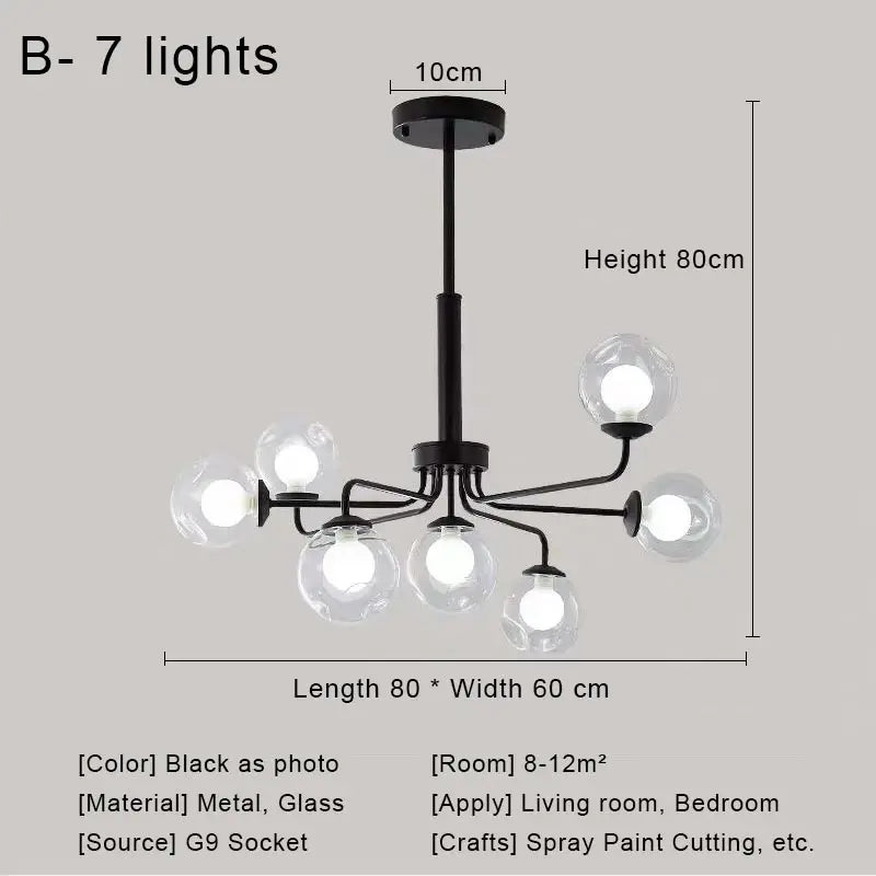 DecorBites™ Glass Ball Pendant Chandelier for Living Room Bedroom Dining Room