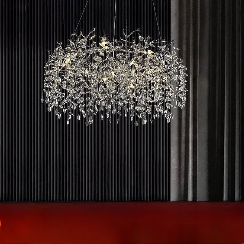 DecorBites™ Golden Crystal Tree Ceiling Chandelier, Luxury Aluminum Art Fixture