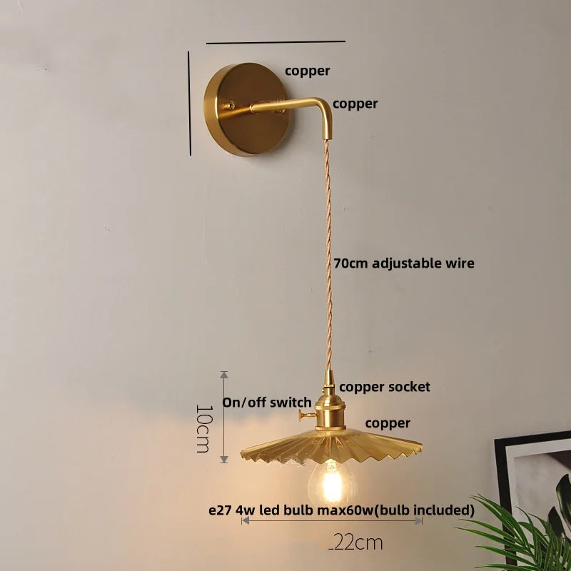 DecorBites™ Clear Glass LED Wall Light with Pull Chain Switch for Modern Decor