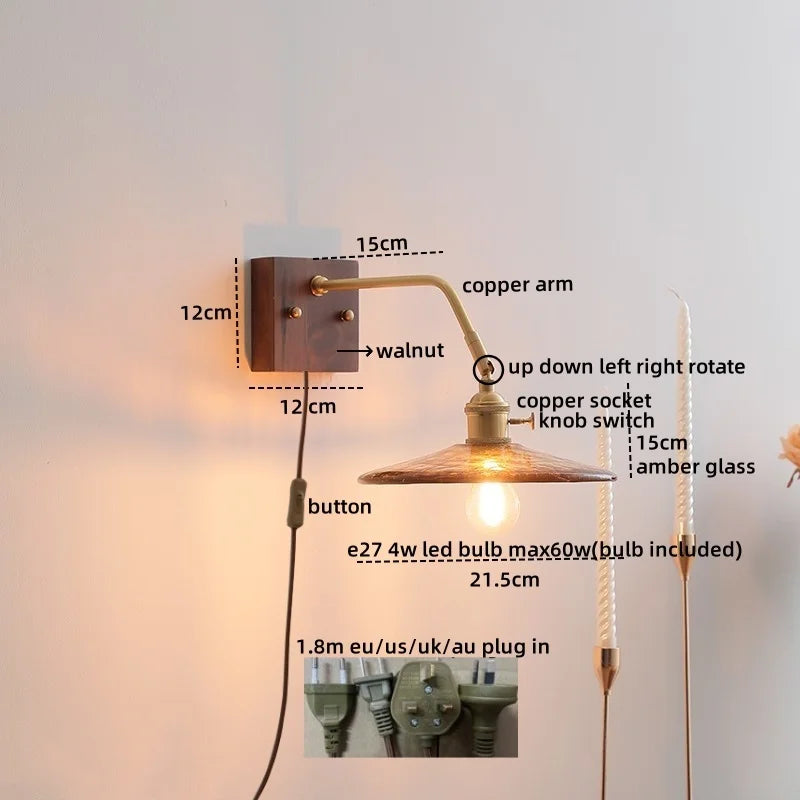 DecorBites™ Ceramic Copper LED Wall Lamps Pull Chain Switch Modern Stair Light Fixtures