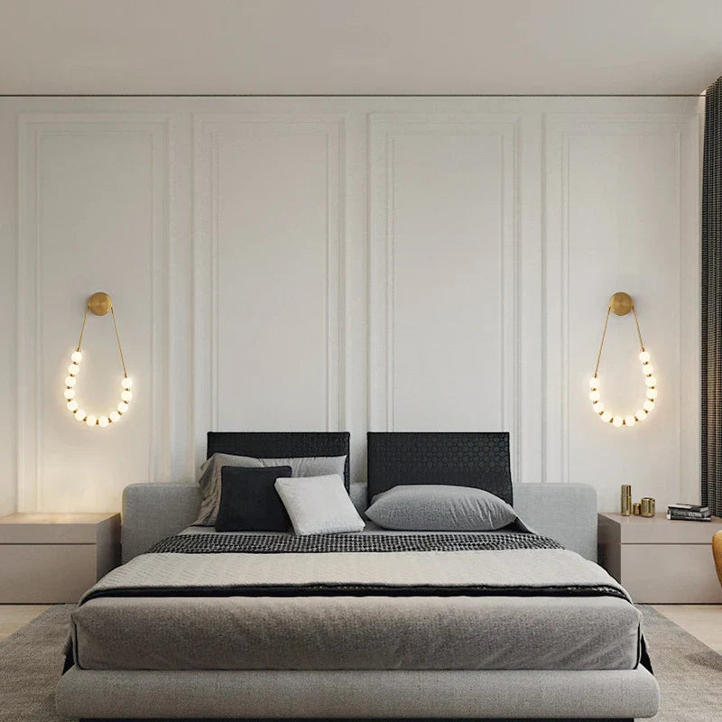 DecorBites™ Black Gold LED Her Necklace Wall Lamp Sconce for Bedroom & Corridor