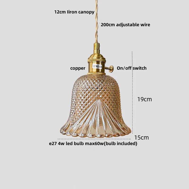 DecorBites™ Clear Glass Copper Pendant Lights Adjustable Modern Wire Nordic Vanity Light
