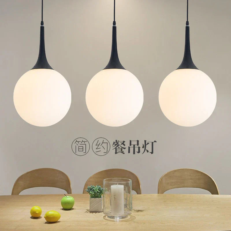 DecorBites™ Glass Ball LED Pendant Lights for Modern Living Room, Black/White Horn Fixtures