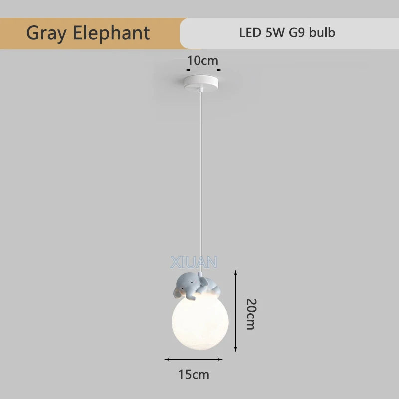 DecorBites™ Animal Resin Pendant Lamps: Bear Rabbit Dog Sheep Bunny Chandelier for Children's Room
