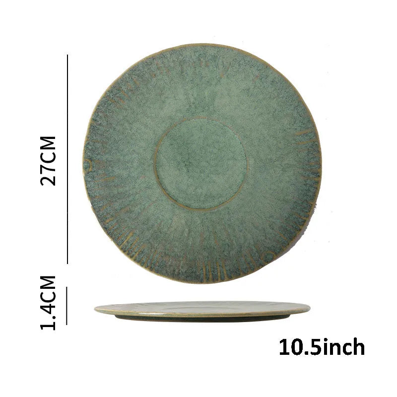 DecorBites™ Ceramic Dinnerware Set - Japanese-Inspired Kiln Change Plates and Bowl