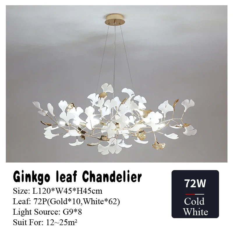 DecorBites™ Ginkgo Leaf Chandelier LED Pendant Light for Living Dining Bedroom