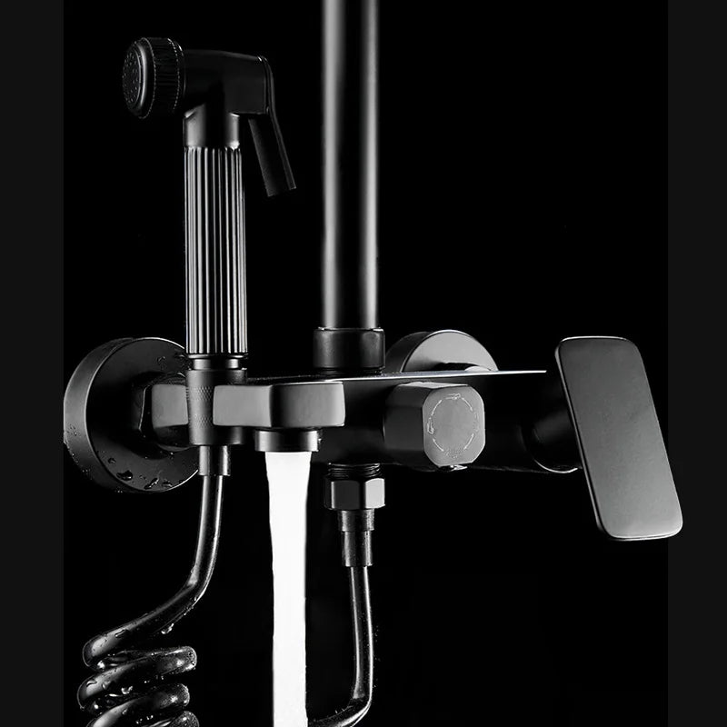 DecorBites™ Black Wall Mounted Bathroom Shower Faucet Set - Bathtub Mixer Tap