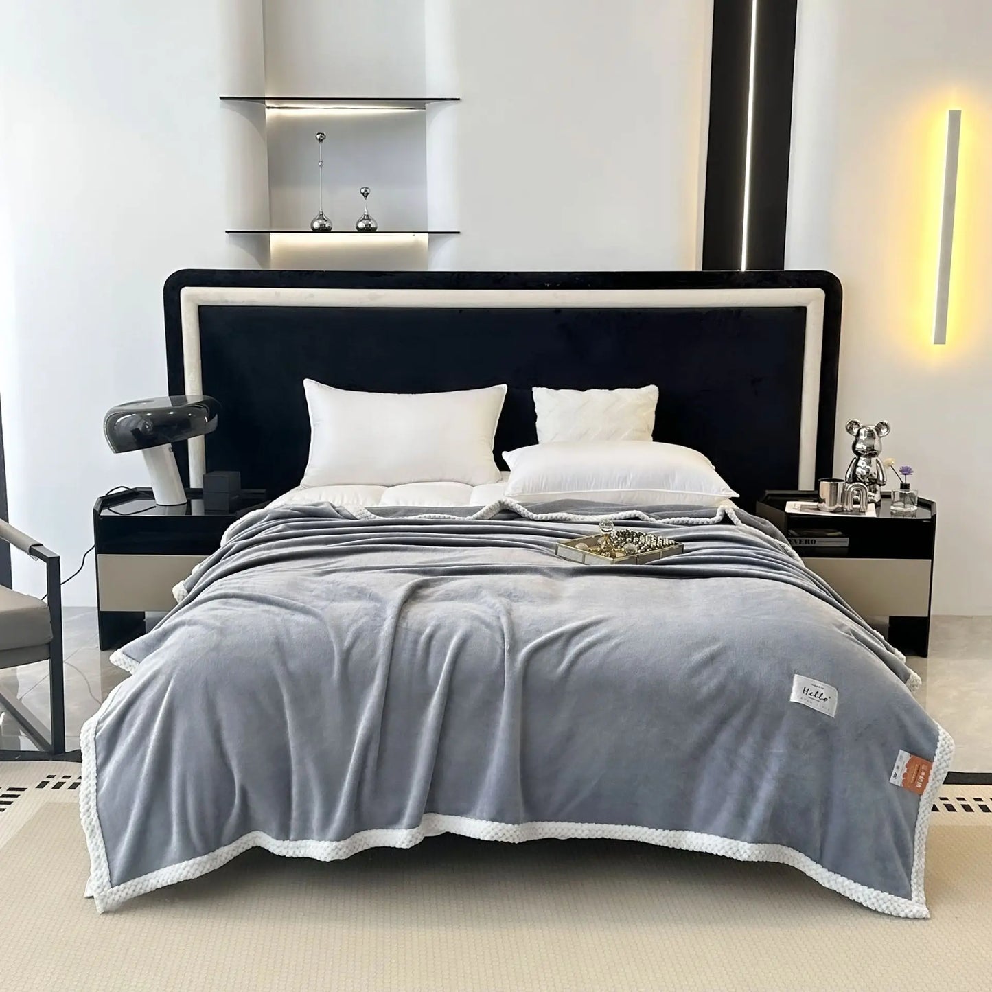 DecorBites™ Cozy Flannel Nap Blanket - Solid Color Warmth