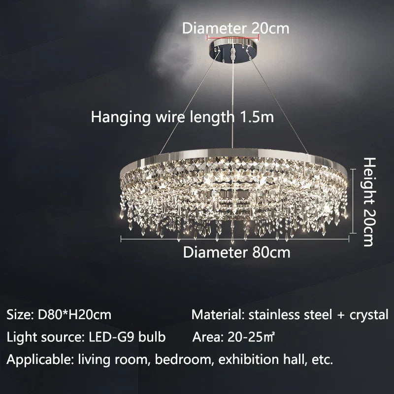 DecorBites™ Crystal Circle LED Chandelier for Modern Luxury Living Room Decor
