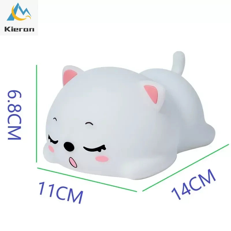 DecorBites™ Cat Silicone LED Night Light with Remote, Rechargeable, Touch Sensor