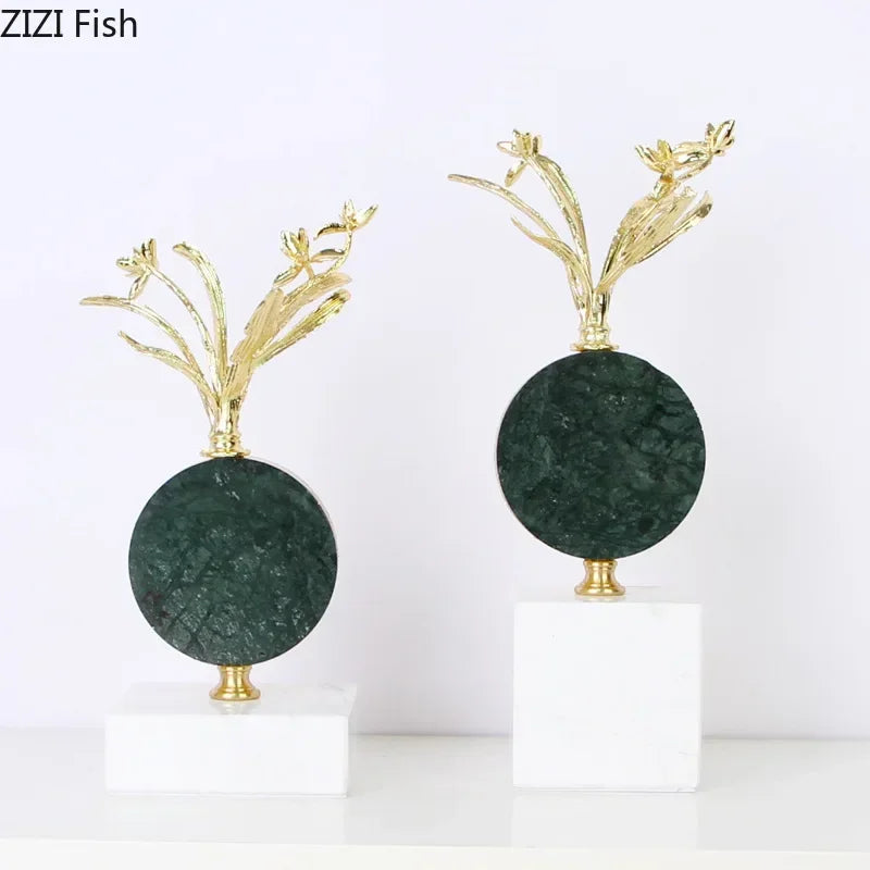 DecorBites™ Gold-plated Flower Crystal Sculpture Desk Decoration Modern Crafts Room Decor