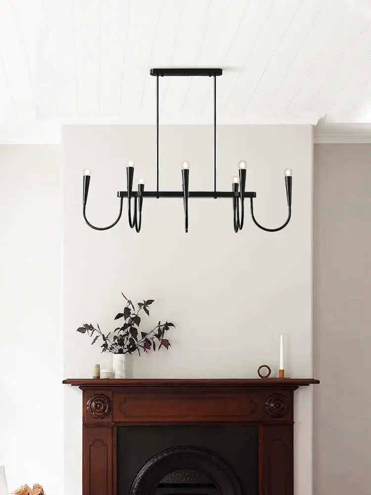 DecorBites™ Black Pendant Chandelier: Luxury French Style Candle Hanging Light for Kitchen Island