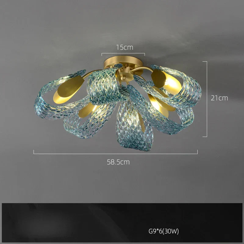 DecorBites™ Blue Queen Crystal Glass LED Ceiling Chandelier - Elegant Lighting Fixture for Living Room