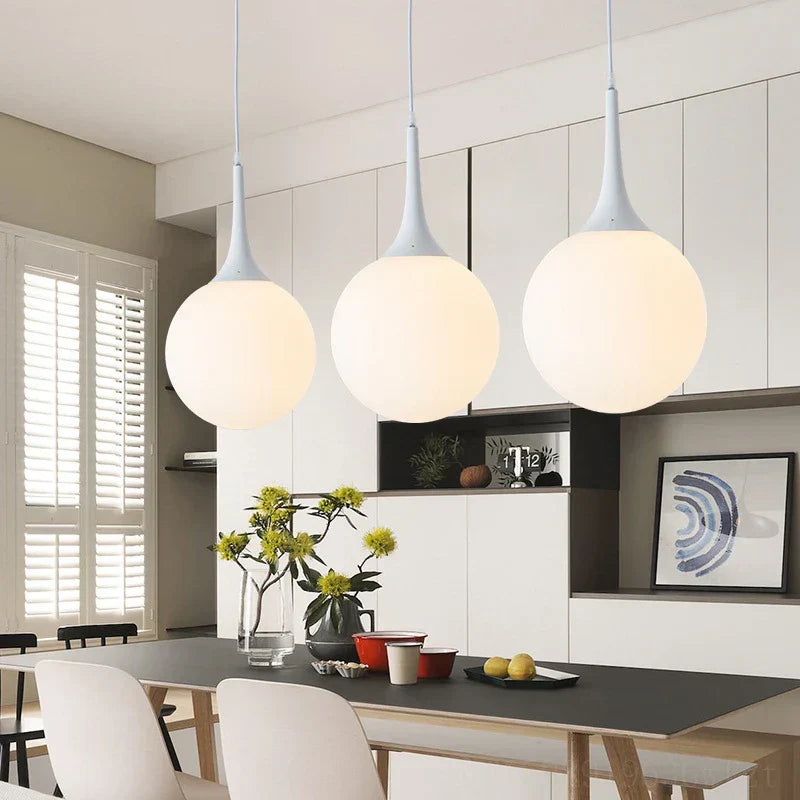 DecorBites™ Glass Ball LED Pendant Lights for Modern Living Room, Black/White Horn Fixtures