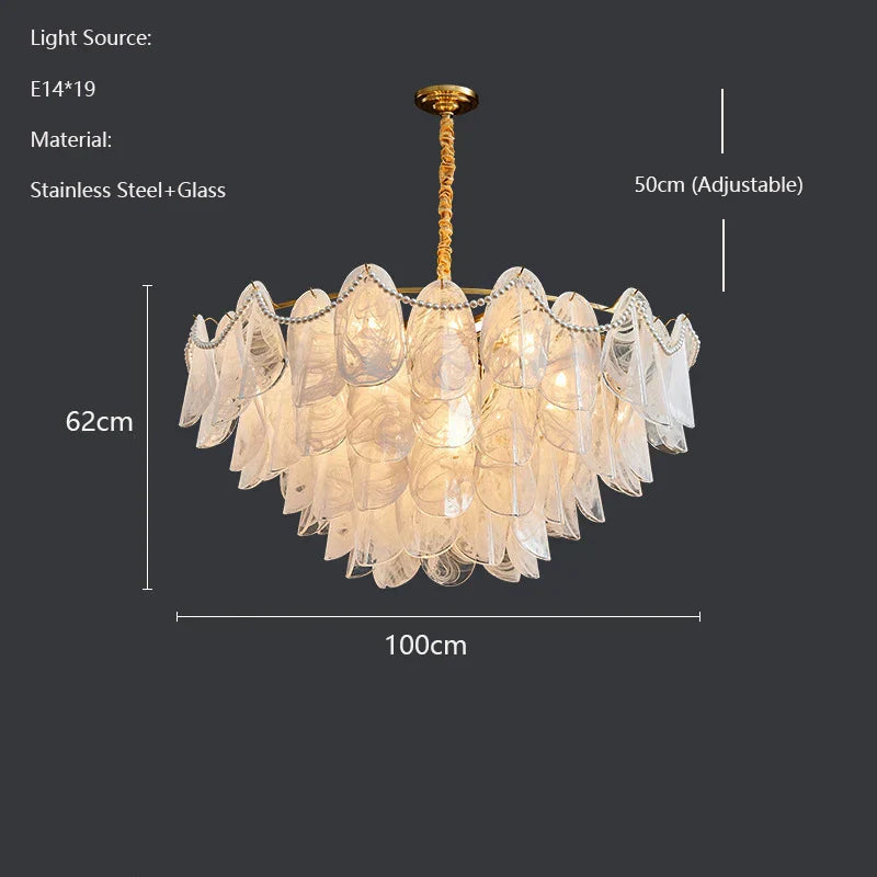 DecorBites™ LED Glass Hanging Lamp Golden Leaf Shape Modern Pendant Light