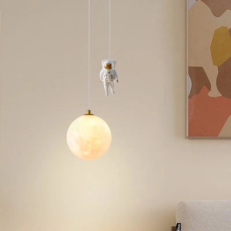 DecorBites™ Astronaut Moon LED Pendant Light for Children's Room and Study