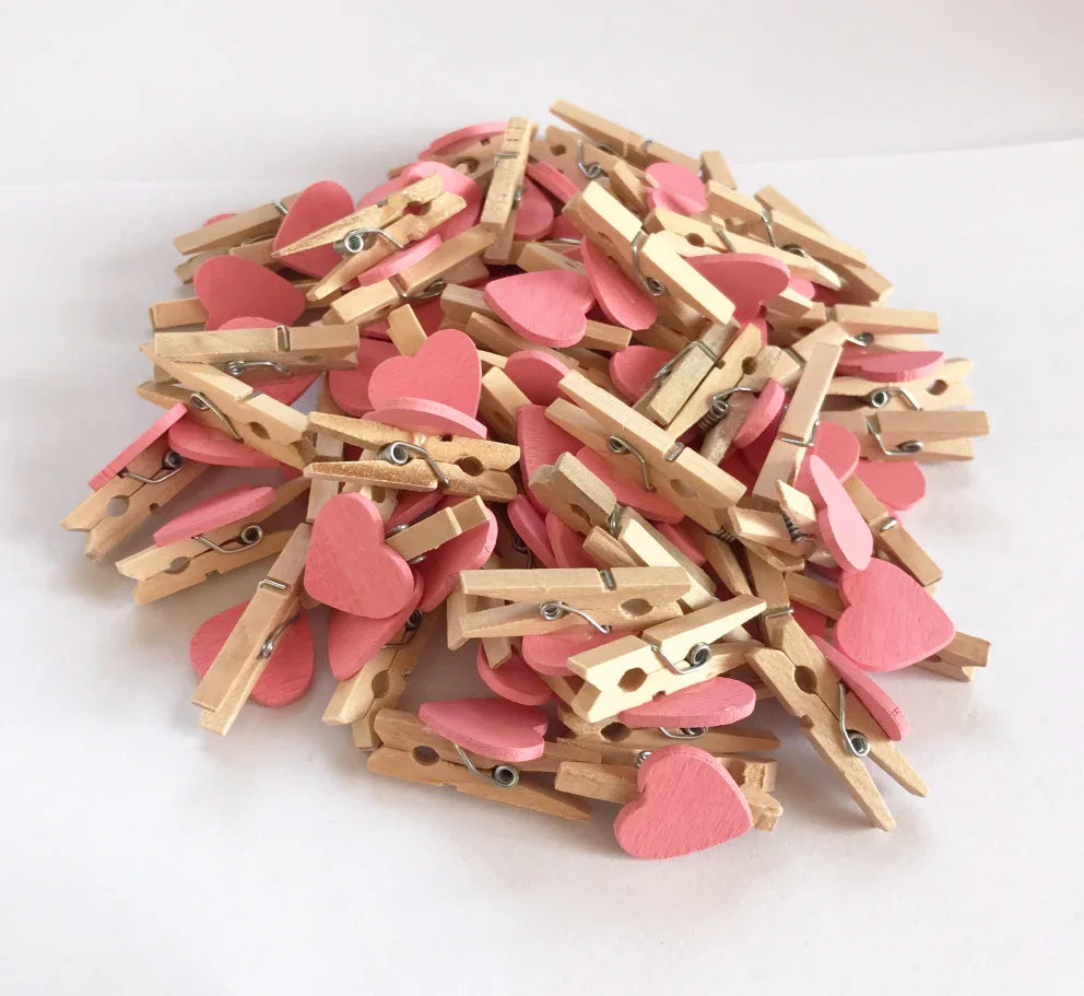 DecorBites™ 50-Piece Mini Wooden Clips for Photos Crafts, 25mm Small Clothespin Decoration