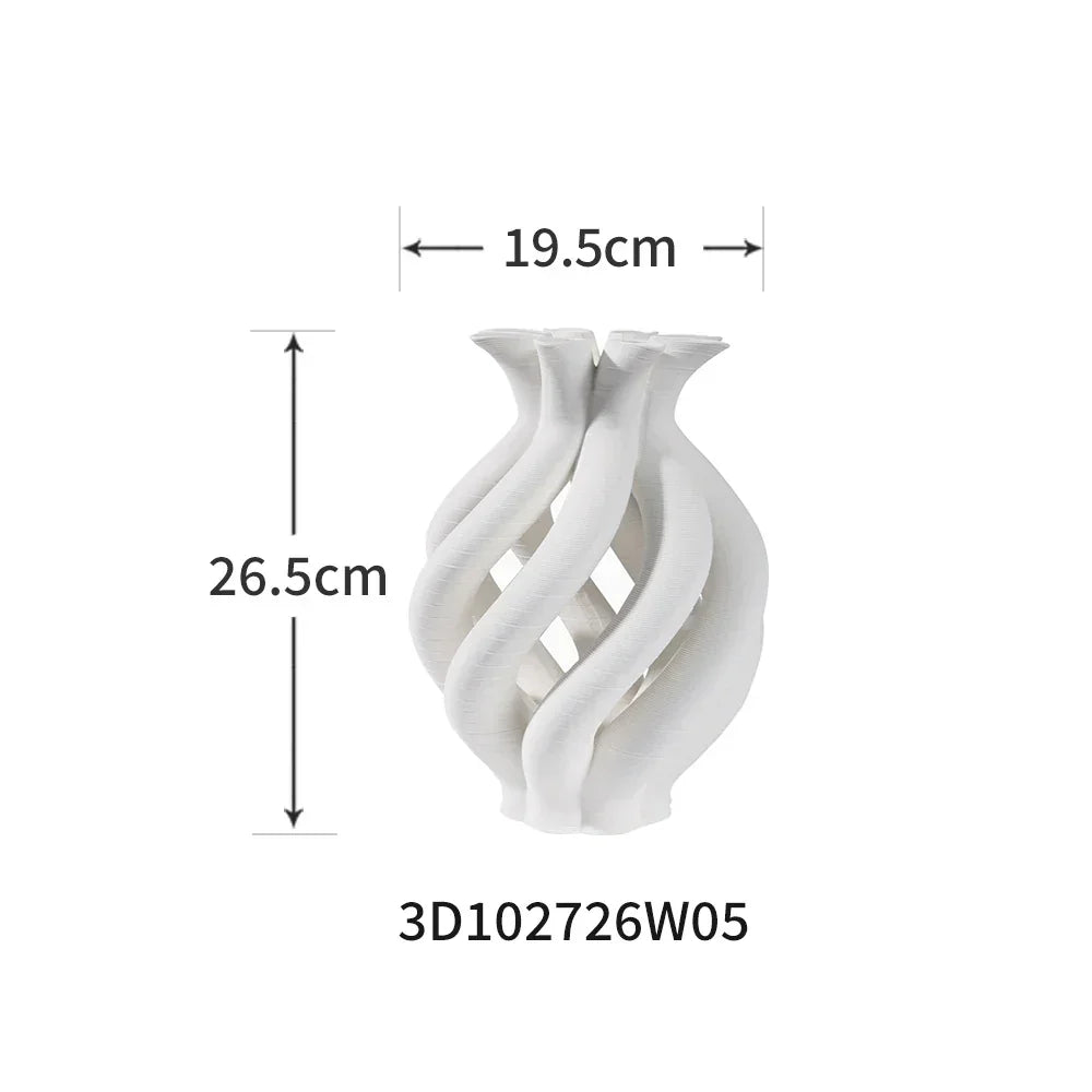DecorBites™ Geometric Ceramic Hollow Vases Spiral Pipe Floral Arrangement Home Decor Figurines