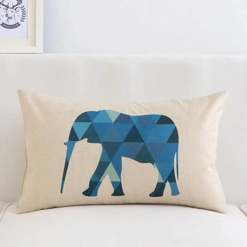 DecorBites™ Geometric Elk Design Linen Lumbar Pillow Cover 30X50cm Modern Nordic Home Decor