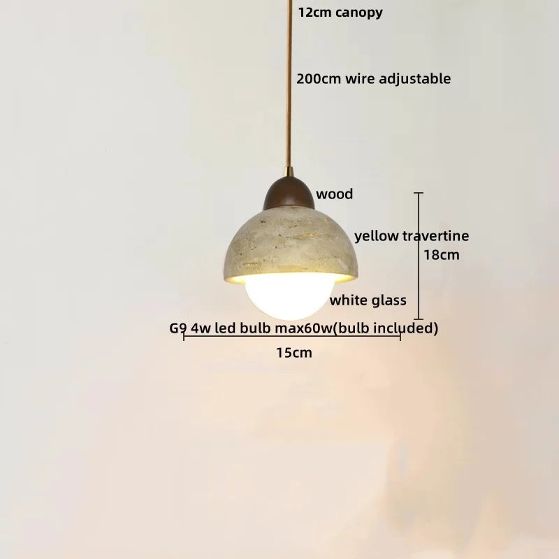 DecorBites™ LED Gourd Pendant Light Aisle Hotel Living Room Fixture Glass Travertine Hang Lamp