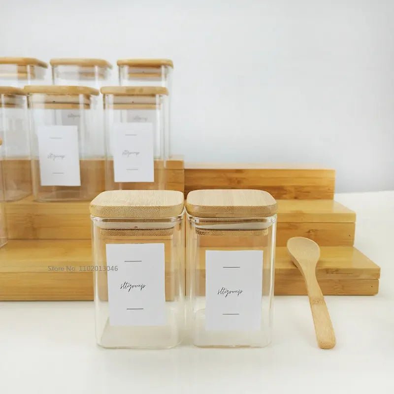 DecorBites™ Glass Jar with Bamboo Lid - Food Storage Container for Tea, Coffee, and More