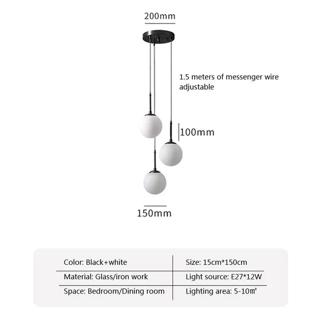 DecorBites™ LED Glass Ball Chandelier: Modern Nordic Lights for Dining Room, Restaurant, Bar