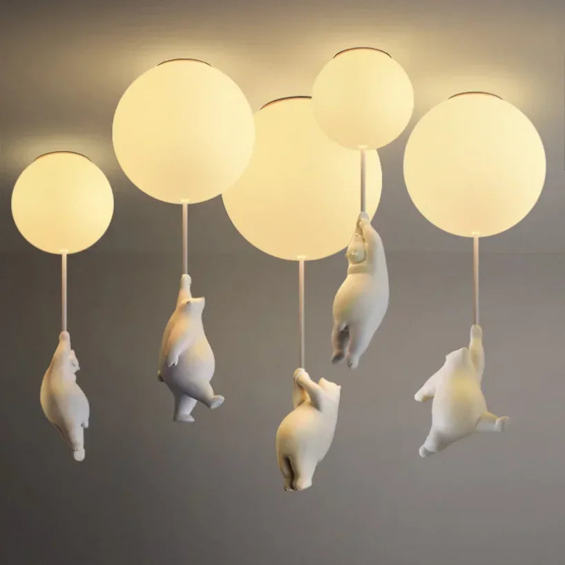 DecorBites™ Bear Pendant Light: Kids Bedroom Chandelier LED Balloon Ceiling Lamp