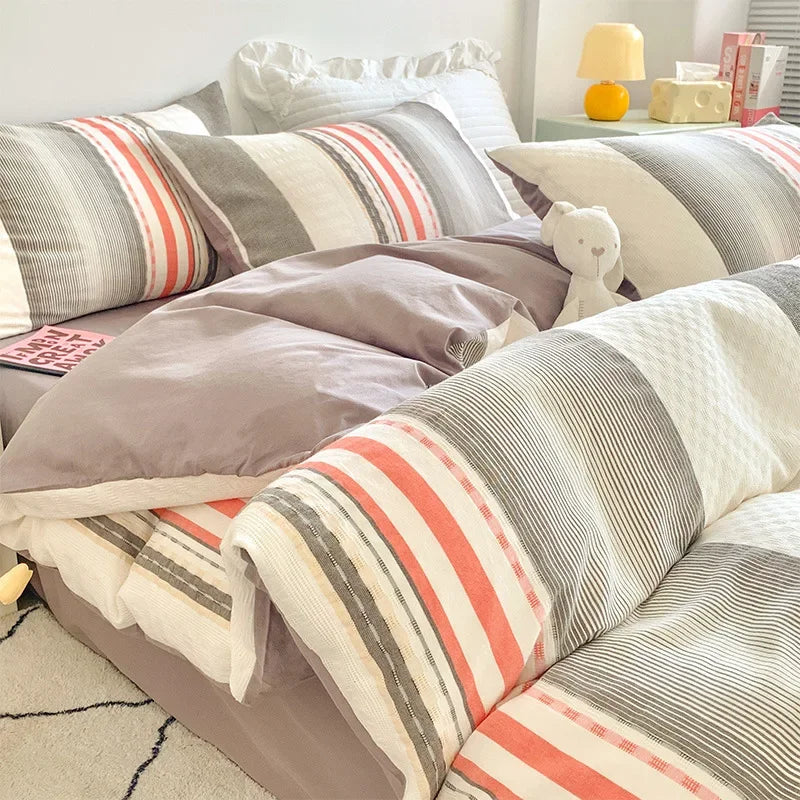 DecorBites™ Jacquard Cotton Bedding Set for Queen King Size - Skin Friendly Comforter Cover