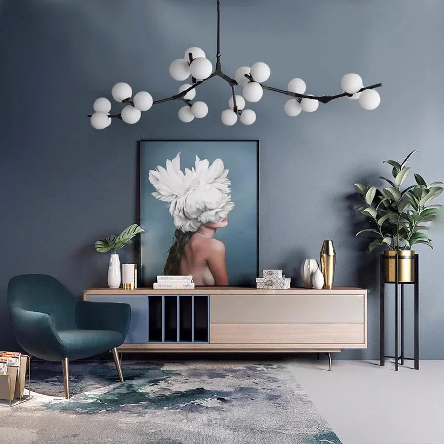 DecorBites™ Glass Balls LED Pendant Lights: Modern Branches Style Chandeliers for Living Room