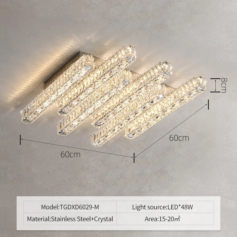DecorBites™ Crystal Chandelier Lights for Living Dining Bedroom LED Dimmable Lustre Lighting