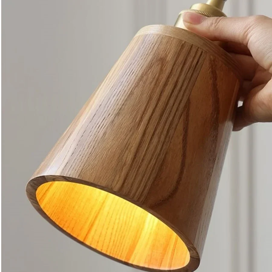 DecorBites™ Ash Wood LED Wall Lamp with Pull Chain Switch for Home Decor