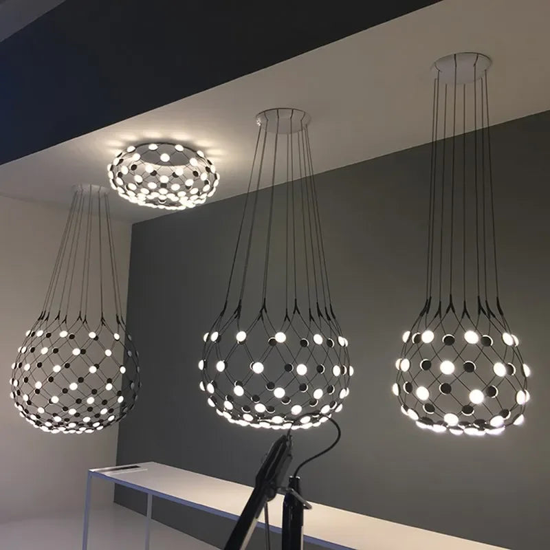 DecorBites™ LED Net Pocket Pendant Light: Minimalist Creative Art Chandelier for Living Room