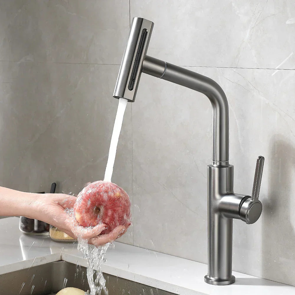 DecorBites™ Black Pull Out Kitchen Faucet with Waterfall Stream Sprayer Head
