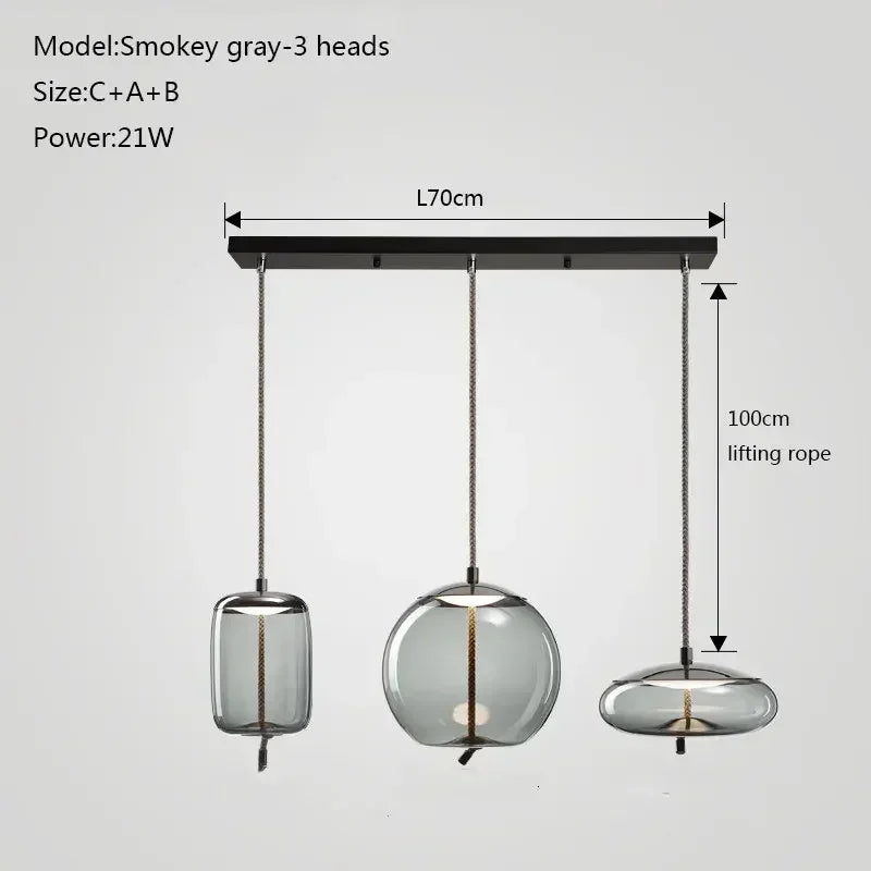 DecorBites™ Glass Knot Pendant Chandelier Light for Bedroom Kitchen Dining Room
