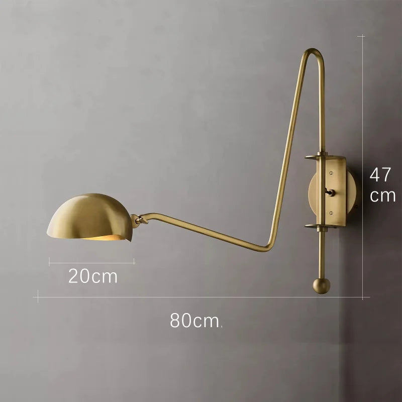 DecorBites™ Black/Gold Lustre Copper Swing Arm Wall Lamp for Modern Living Spaces