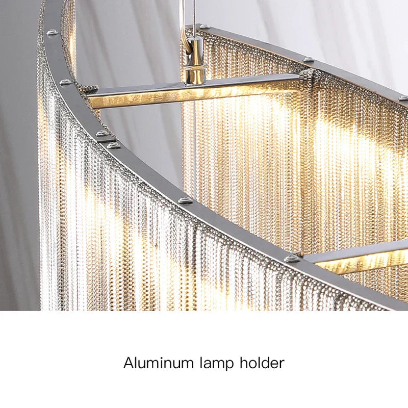 DecorBites™ LED Tassel Chandelier Pendant Light for Living Room Villa Hall Silver Lustre