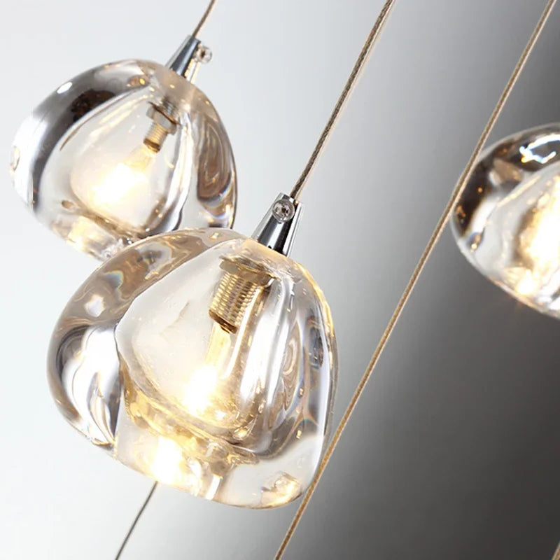 DecorBites™ Crystal Ball Chandelier: Modern LED Stair Chandelier for Living Room, Kitchen, and Loft