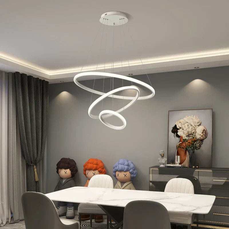 DecorBites™ Black Ring LED Pendant Chandelier for Living Room, Dining Room, Kitchen