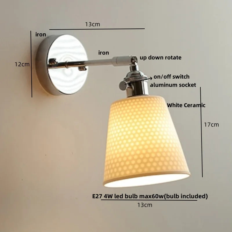 DecorBites™ Ceramic LED Wall Light Sconce, Pull Chain Switch, Modern Style