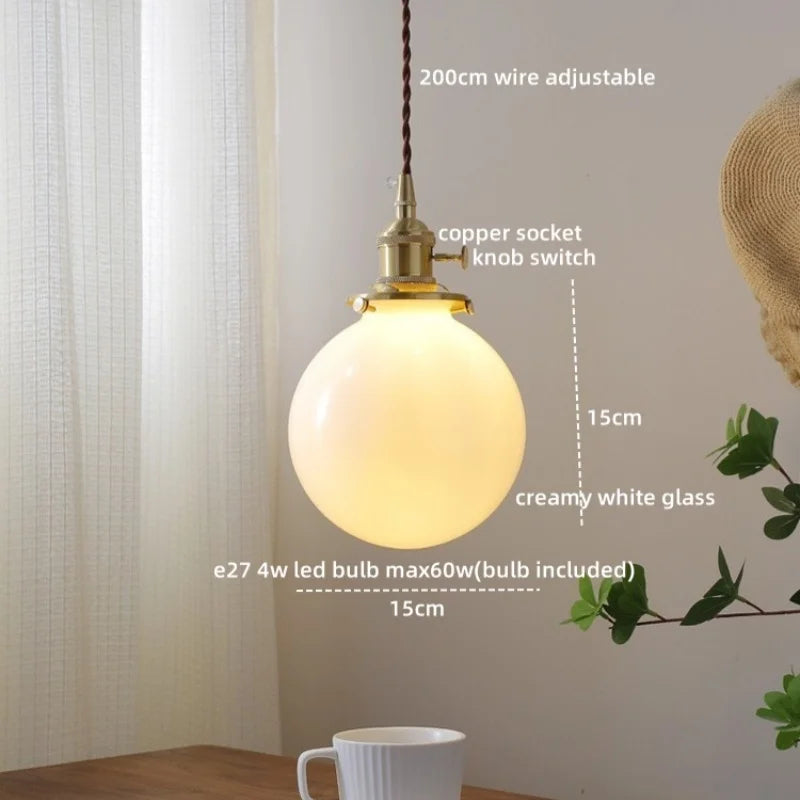 DecorBites™ Glass Copper Pendant Light Modern LED Hanging Light for Home Decor