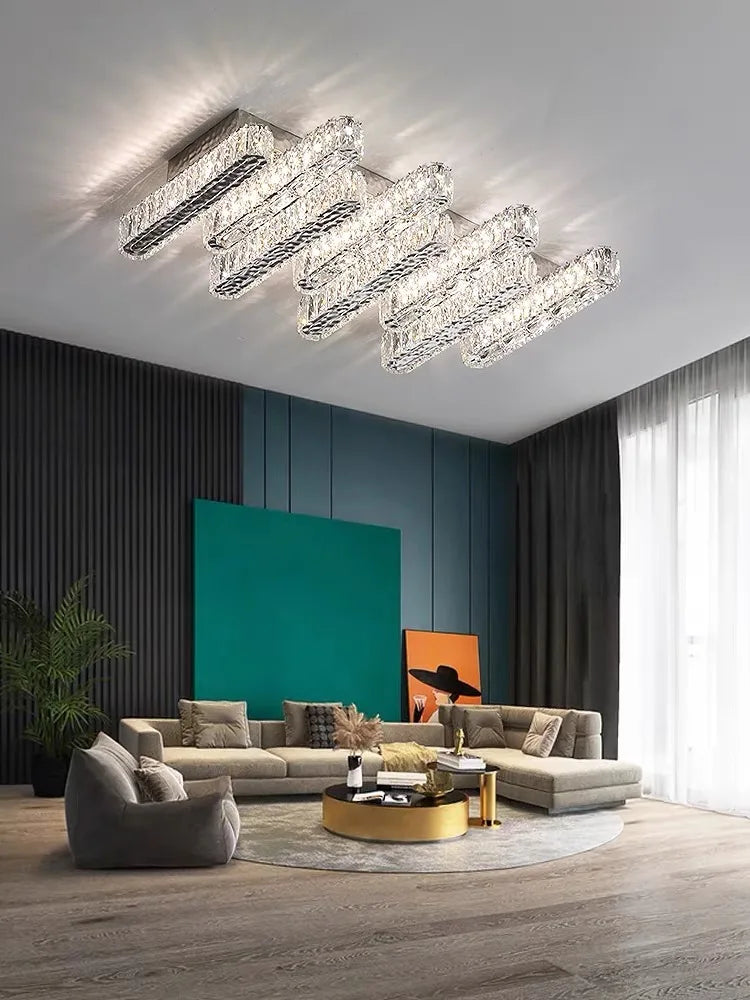 DecorBites™ Crystal Chandelier Lights for Living Dining Bedroom LED Dimmable Lustre Lighting
