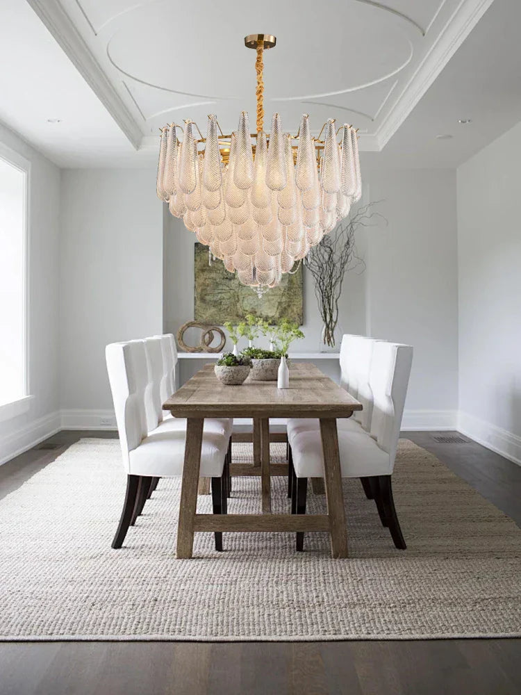 DecorBites™ Gold Glass Pendant Light for Dining Table & Hotel, Modern Foyer Ceiling Lamps