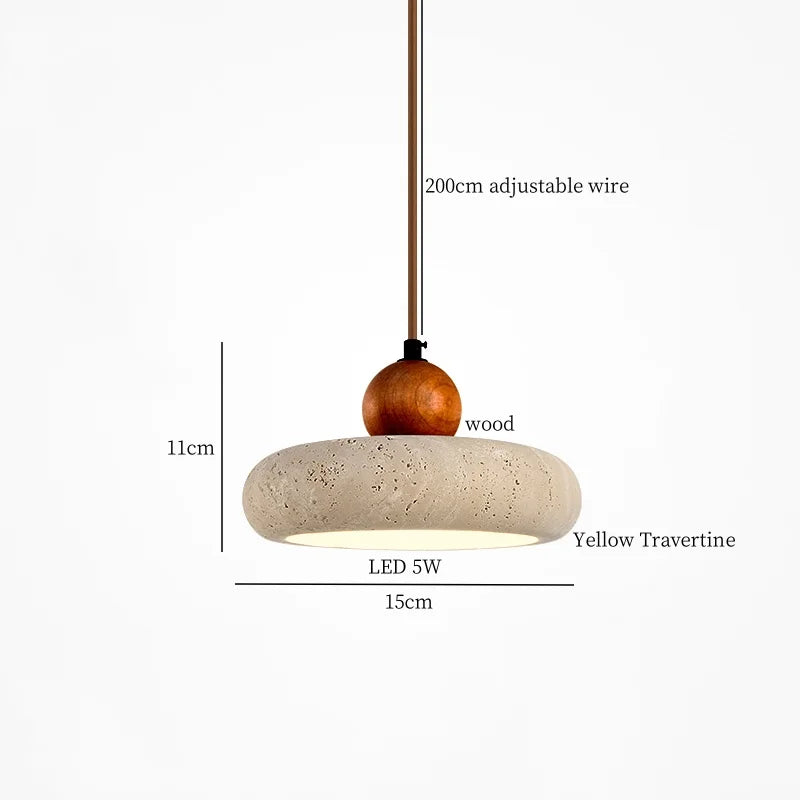 DecorBites™ Creative Stone LED Pendant Light Yellow Travertine Nordic Minimalism Hanging Lamp