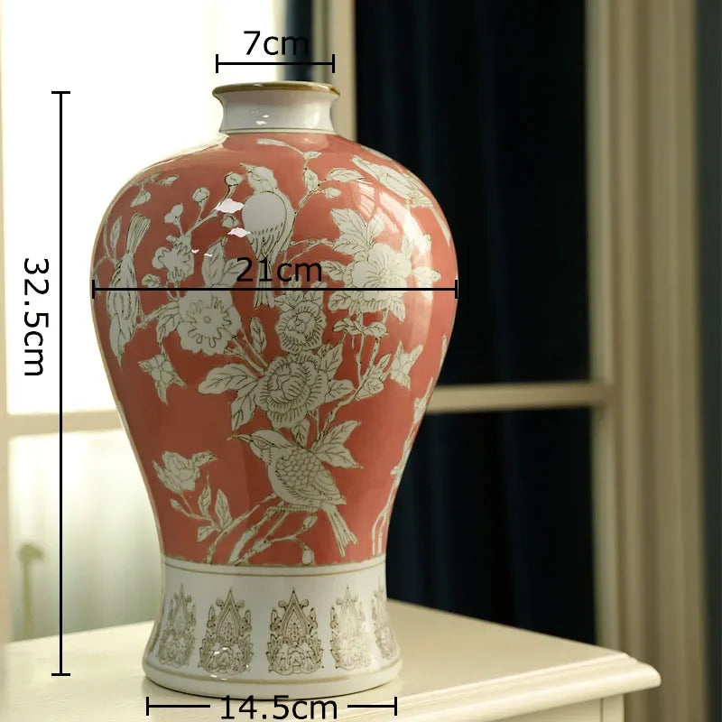 DecorBites™ Blue & White Porcelain Vase for Classical Flower Arrangement & Room Aesthetic
