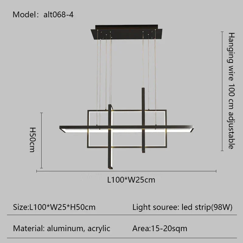 DecorBites™ LED Rectangle Pendant Lights for Dining Room and Kitchen