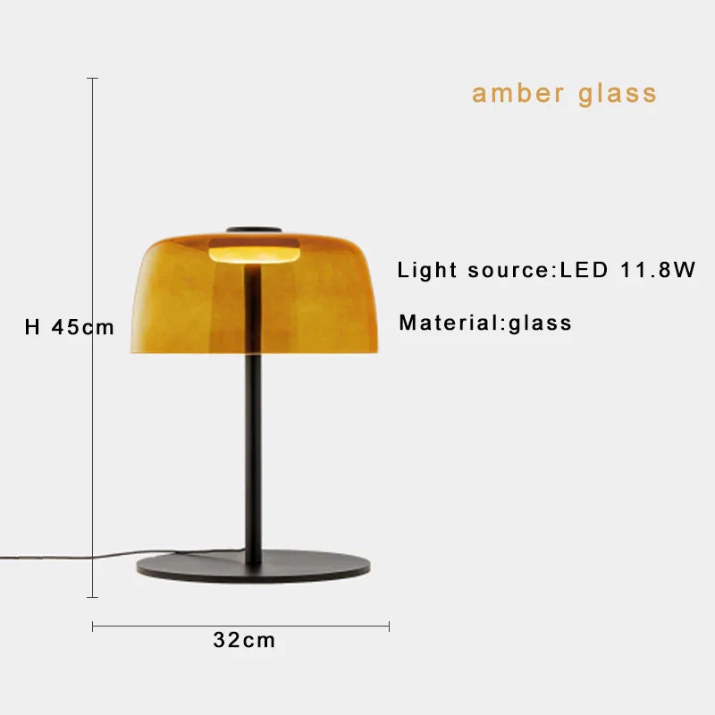 DecorBites™ Green Glass Table Lamp - Unique Handmade Decorative Desk Light with LED Bulb