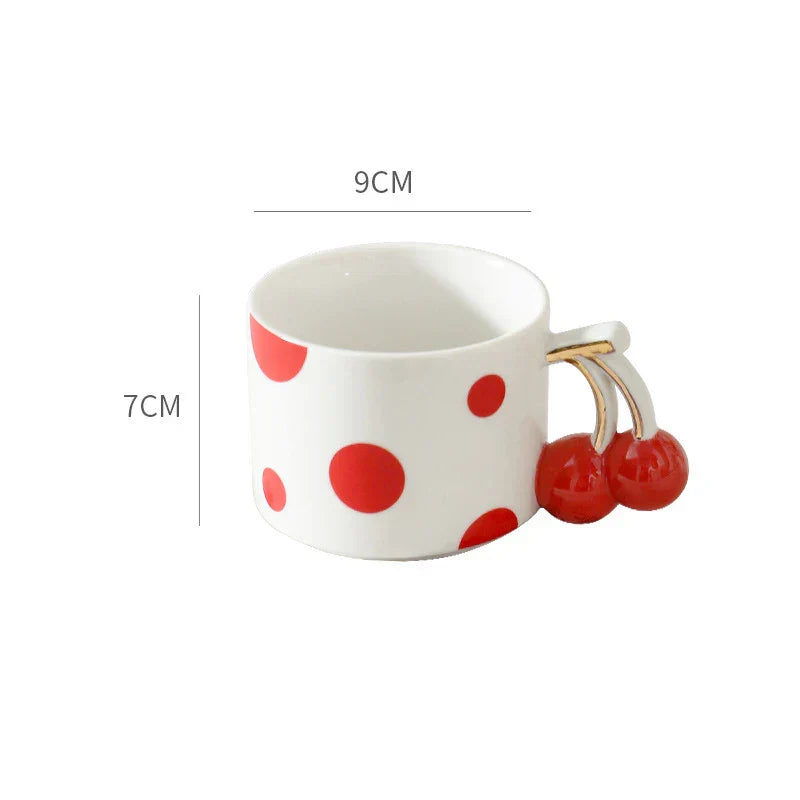 DecorBites™ Cherry Handle Gold Plated Porcelain Coffee Mug