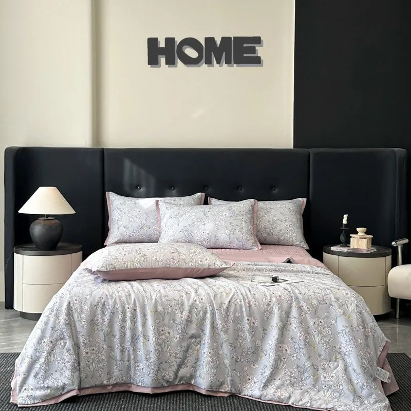 DecorBites™ Cool Silk Summer Quilt Set with Sheets & Pillowcases